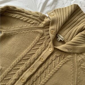 Chunky Cable Knit Camel Cardigan
